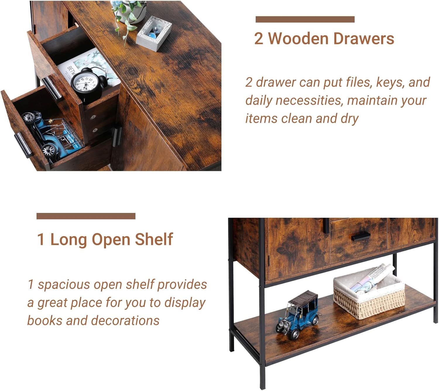 Industrial Buffet Cabinet with 2 Drawers & Doors and 1 Open Shelf X47814
