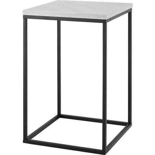 Faux White Marble Black Open Sided End Table L91267