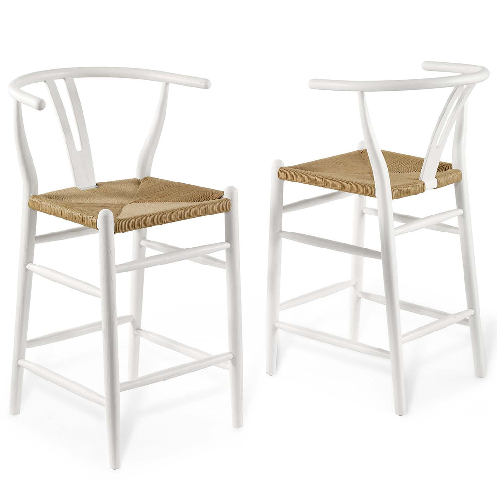 White Wood Counter Stool Set of 2 E36389