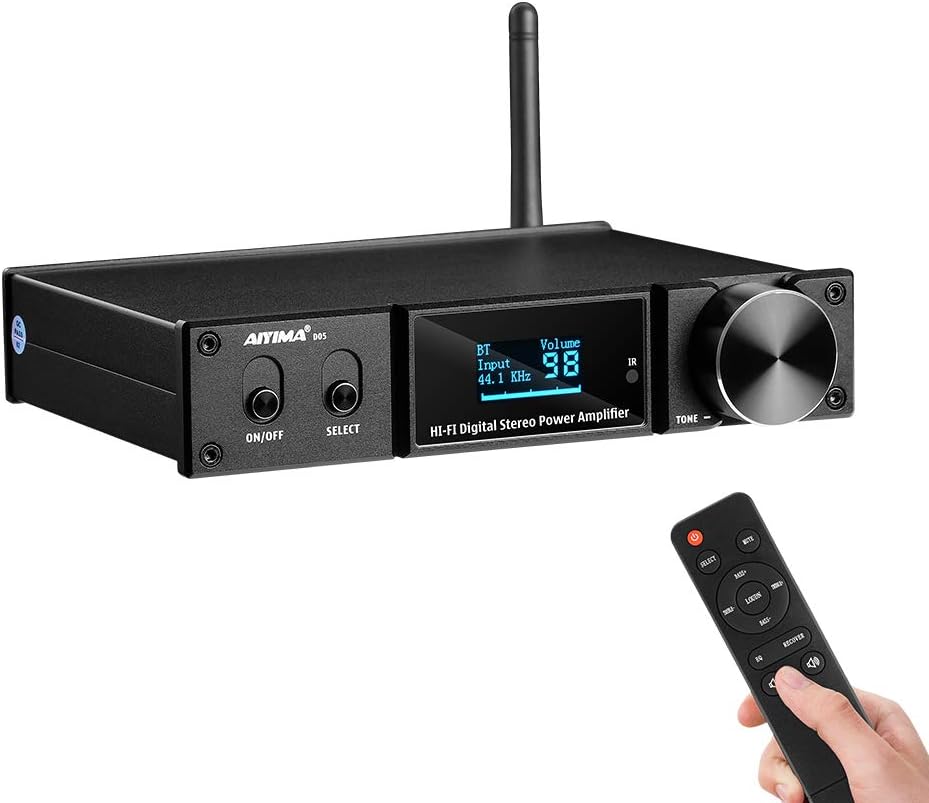 Bluetooth 5.0 Power Amplifier 120Wx2 Stereo 2.1 CH Class D Amp with Remote Pack of 2 H263025
