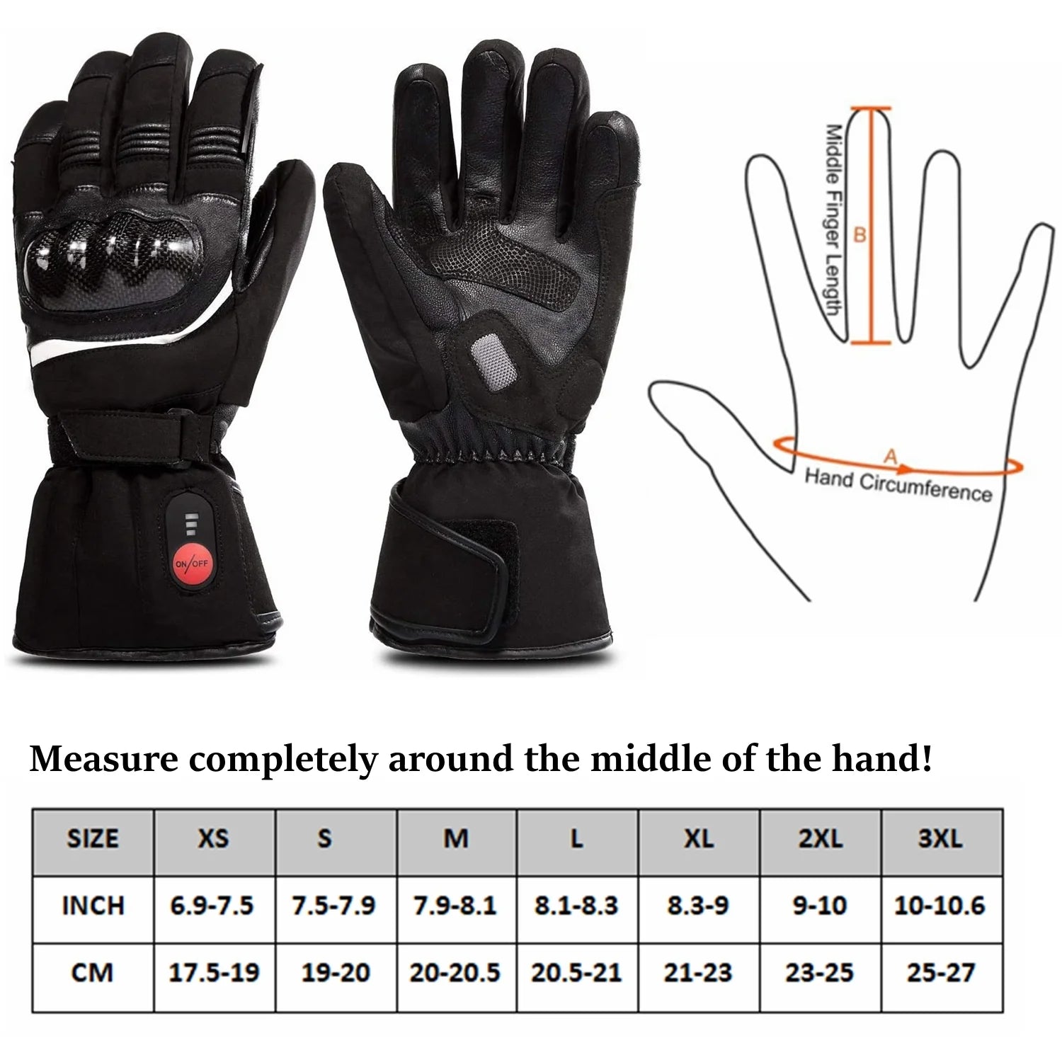 Heated Motorcycle Gloves XS-3XL S269