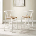 White Wood Counter Stool Set of 2 E36389