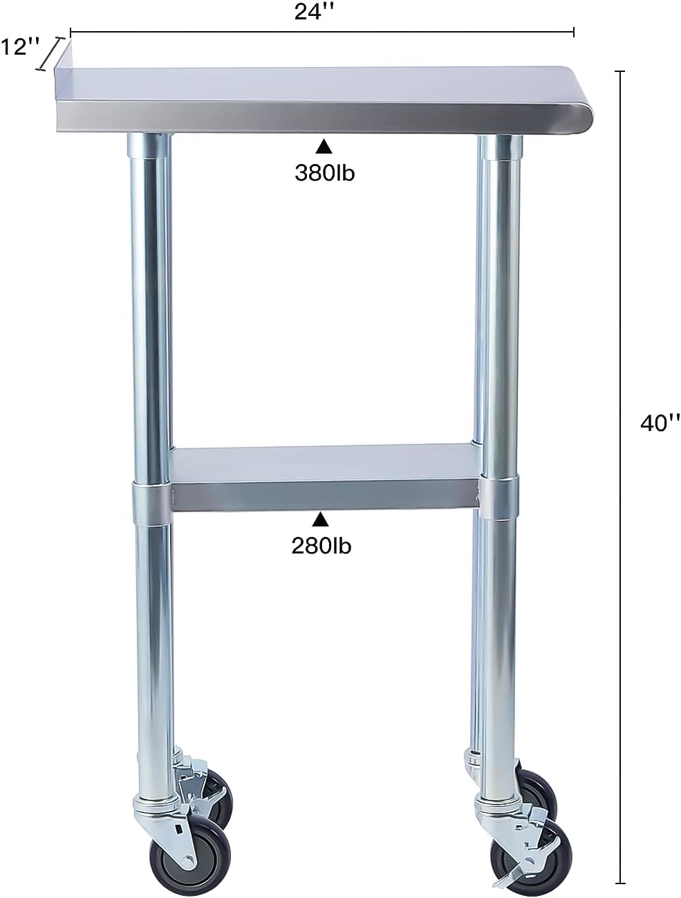 Stainless Steel 24 x 60 Inches Worktable with Backsplash and Adjustable Shelf Y11392