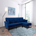 Navy Blue Velvet Convertible Sofa Bed Sleeper I1202