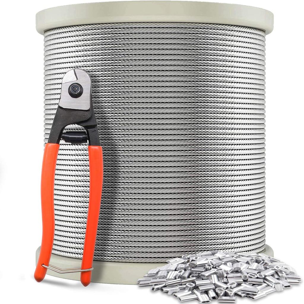 400FT 1/8 T316 Stainless Steel Wire Rope Cable with Cable Cutter U65144