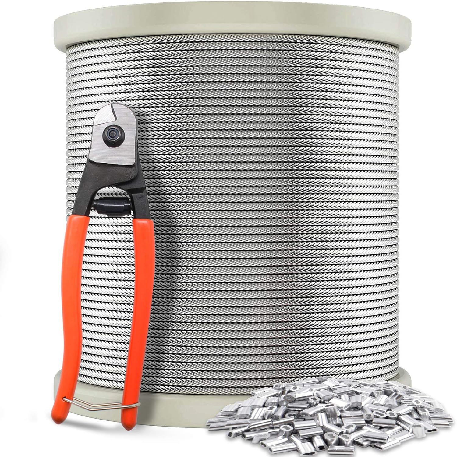 400FT 1/8 T316 Stainless Steel Wire Rope Cable with Cable Cutter U65144
