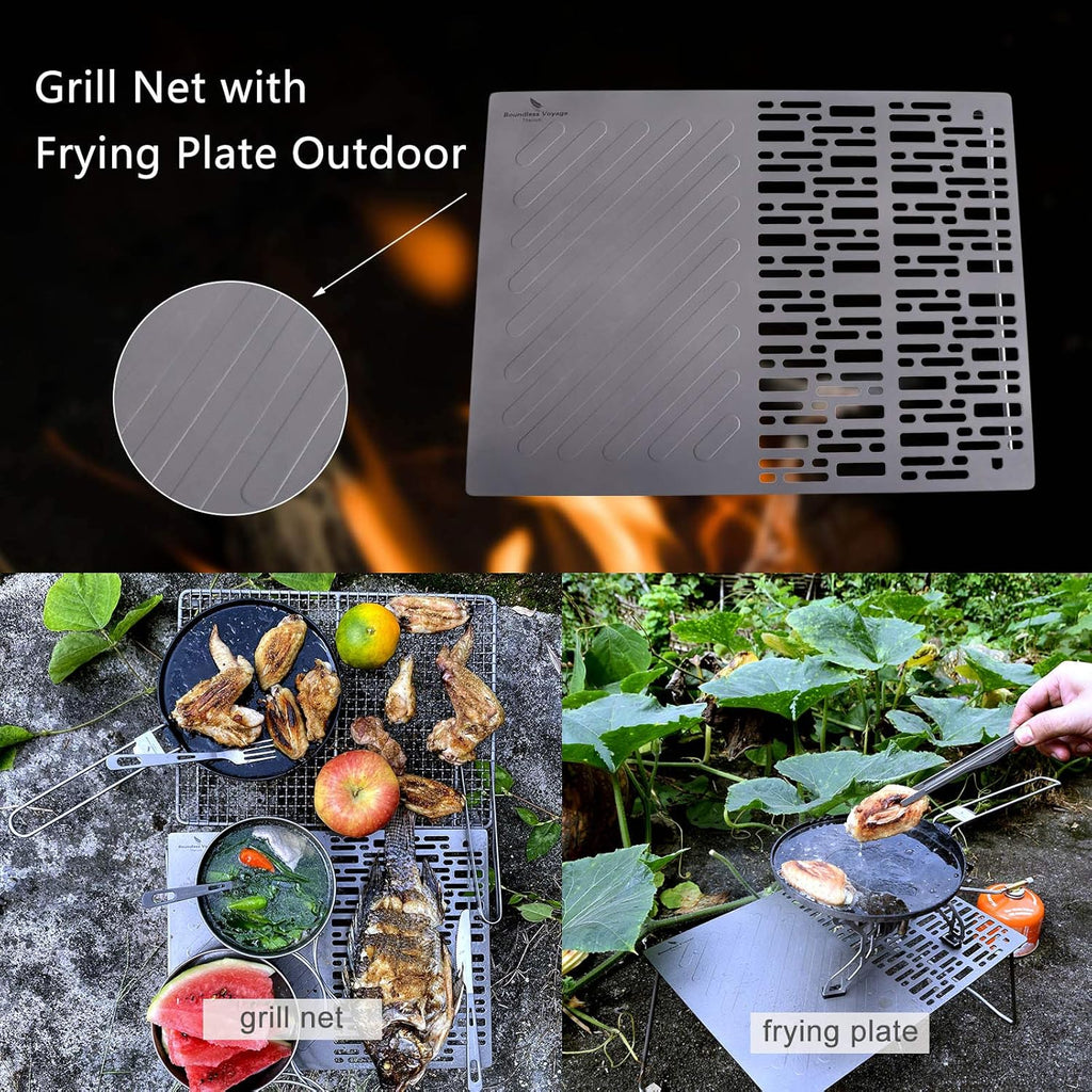 Titanium Folding Campfire Grill with Legs Q5548