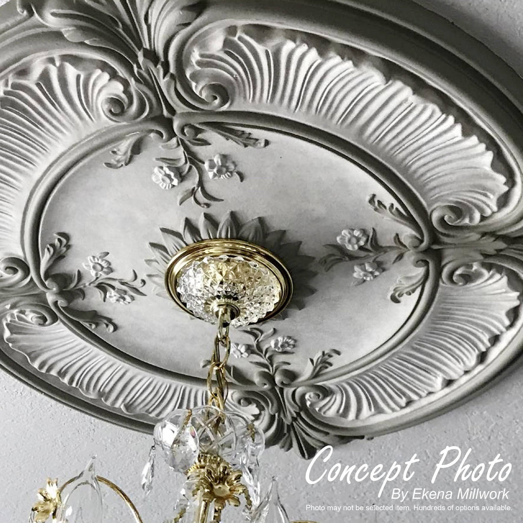 18 1/2 inchod x 7/8 inchid x 1 1/2 inchp Hand-Painted Cloud Burst Ceiling Medallion F63315