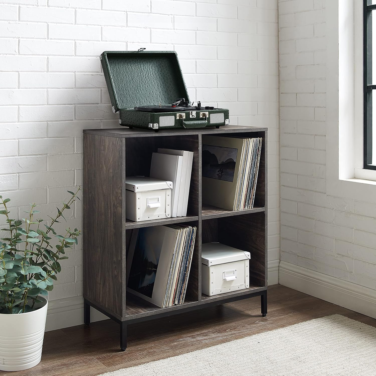 Brown Ash Record Storage Cube Bookcase P1914