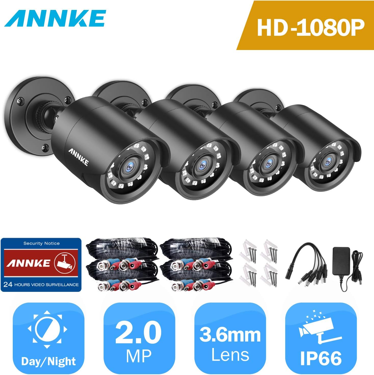4 Pack 1080P HD TVI Outdoor Indoor Security Camera X948568