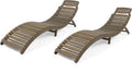 Gray Acacia Wood Foldable Chaise Lounge Set of 2 S587