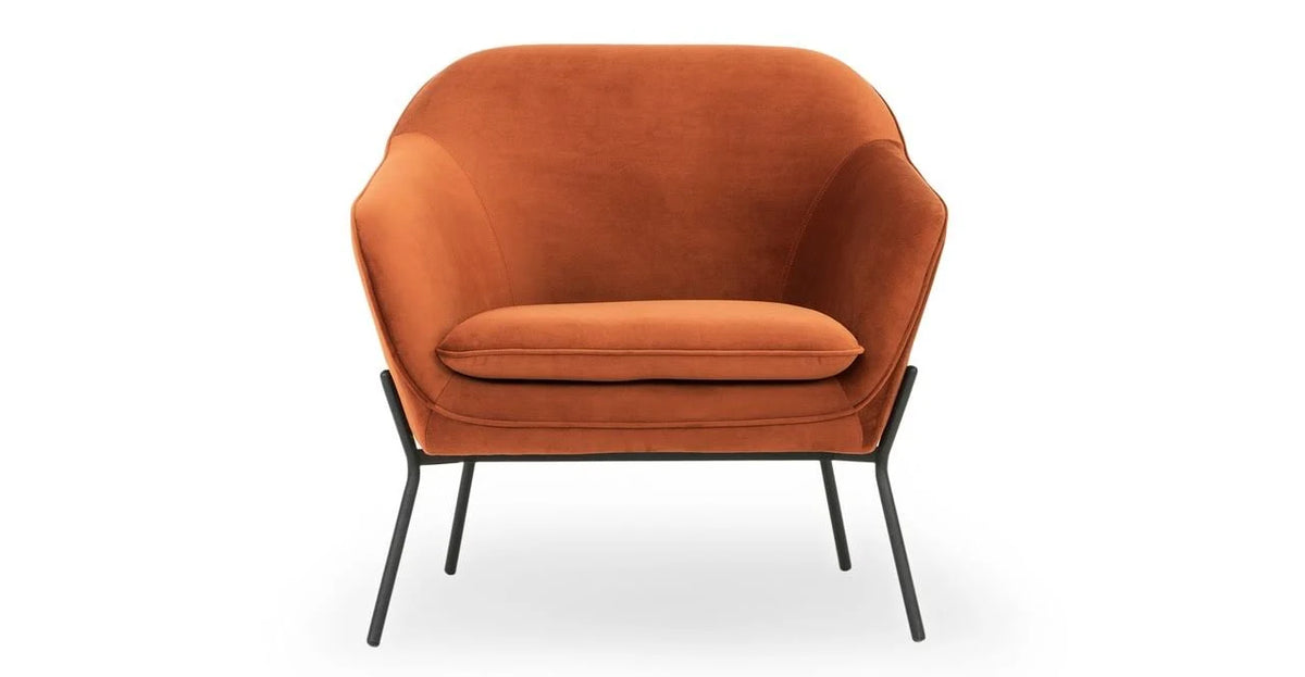 Rust Velvet Fabric Chair J1915