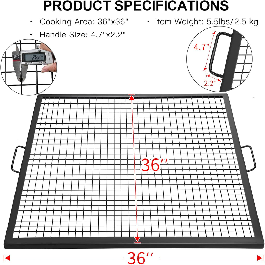 36×36inch Steel Campfire Grill Grate with Handles N1070