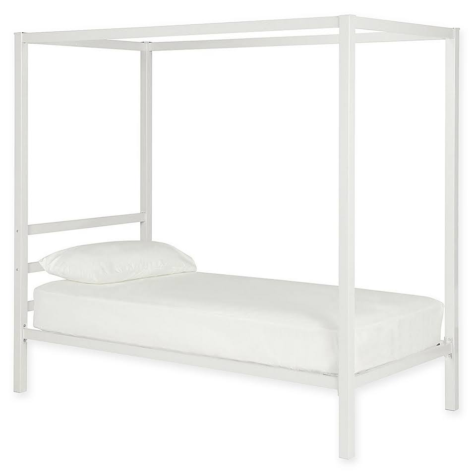 White Metal Canopy Bed Twin Size Q7830