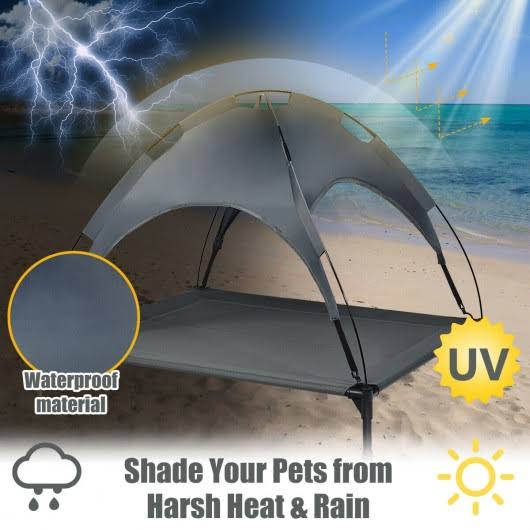 Portable Elevated Outdoor Pet Bed with Removable Canopy Shade C7016