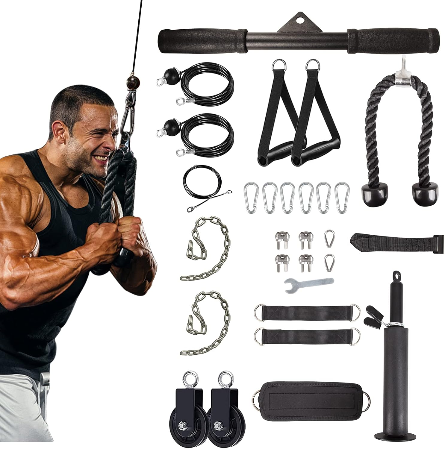 Cable Pulley System Attachments for Gym, LAT Pull Down, Biceps Curl, Triceps Exercise, Home Gym Equipment, Pack of 2 L641720
