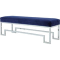 18x22 Stainless Steel Bench in Silver & Navy Velvet E176480