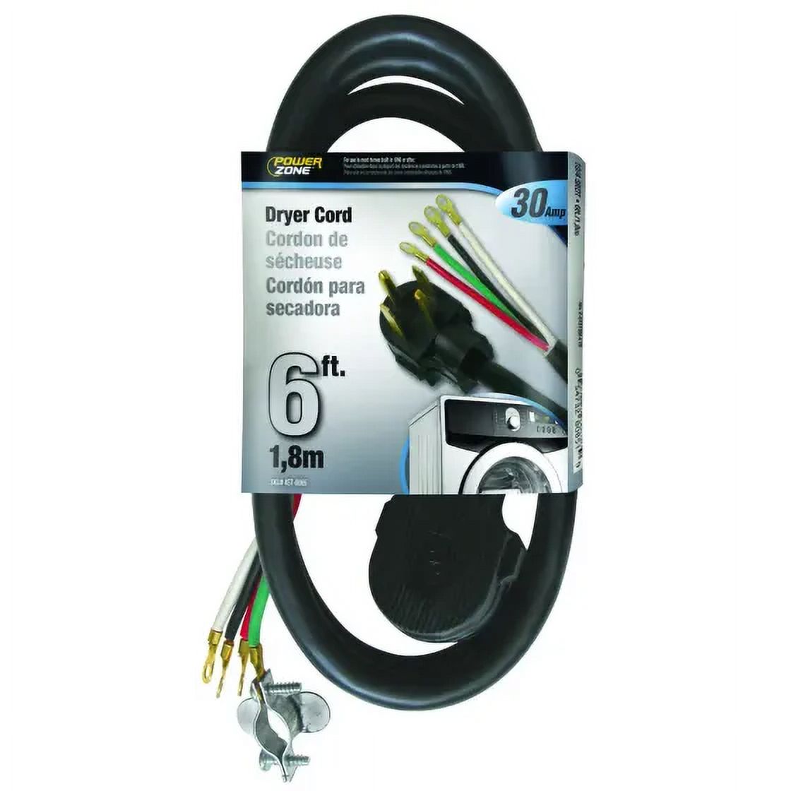 10 Awg Dryer Cord, 6 Feet, 30 a, 250 V, Black R5100