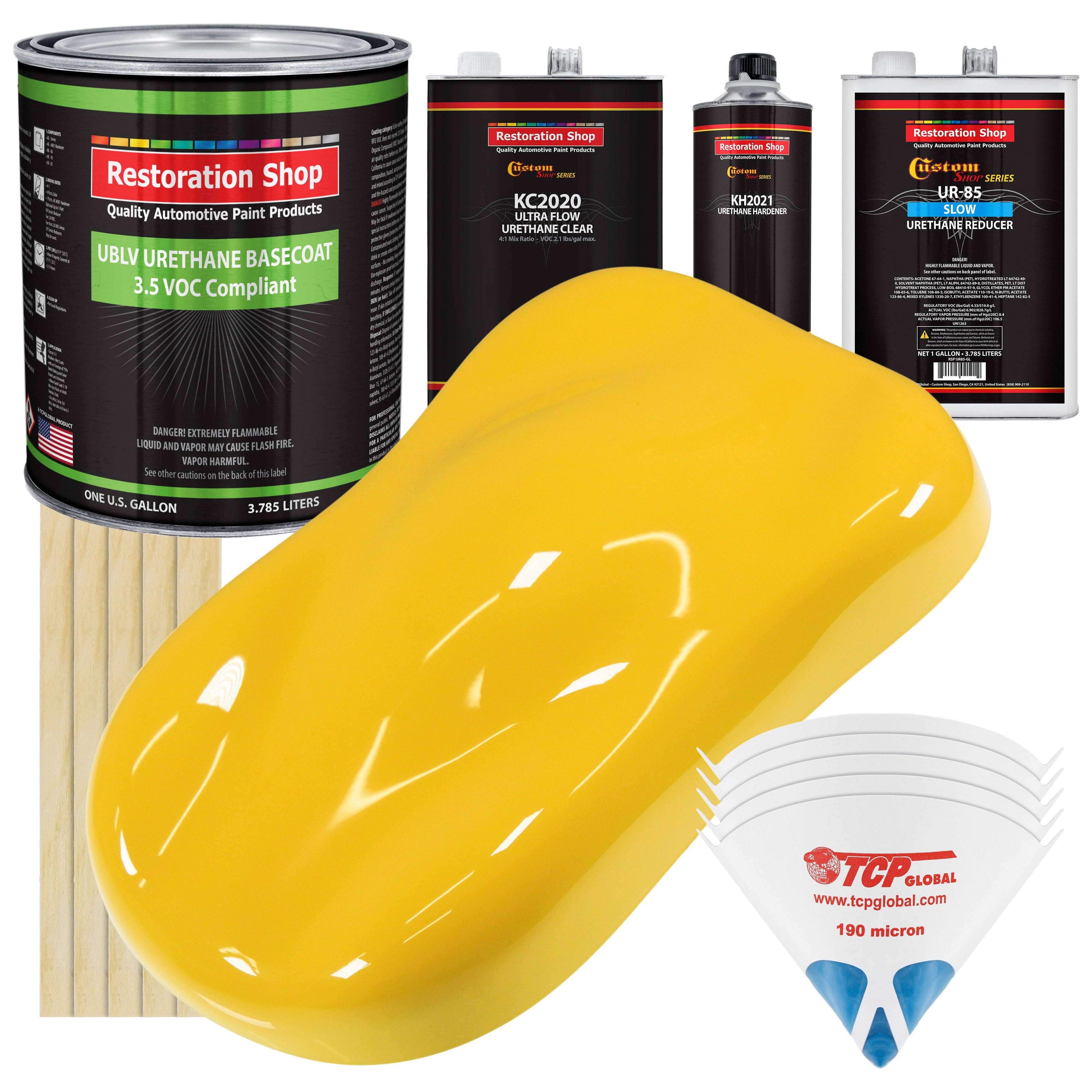 Sunshine Yellow Low VOC Urethane Basecoat Clearcoat Car Paint Complete Gallon Kit T134