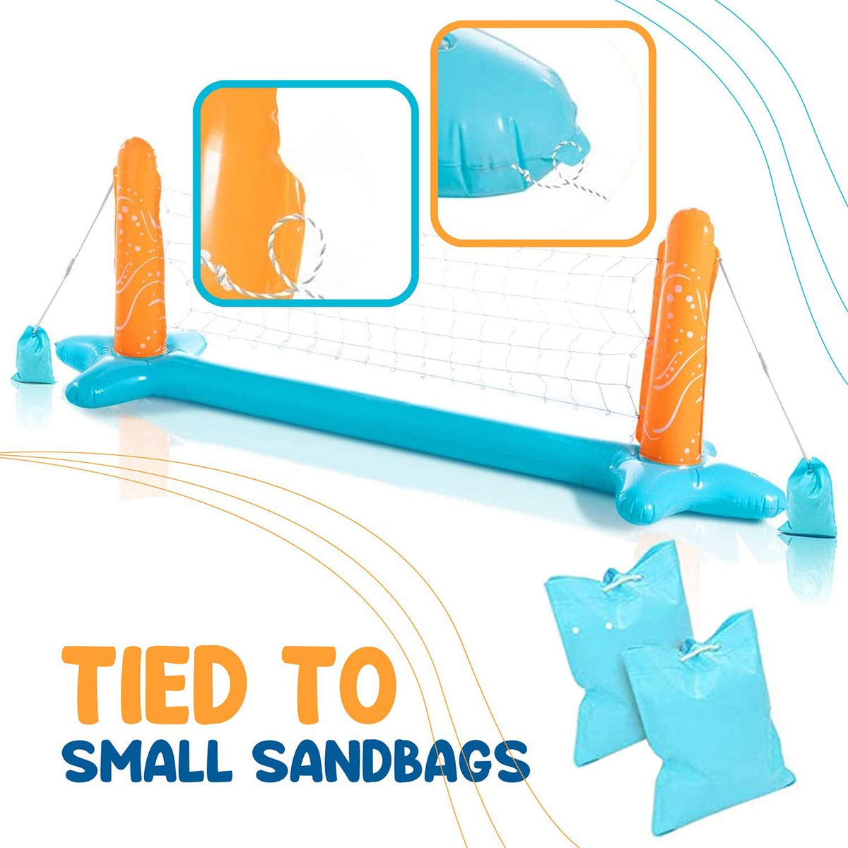 Volleyball Net & Basketball Hoops Pool Float Set L162939