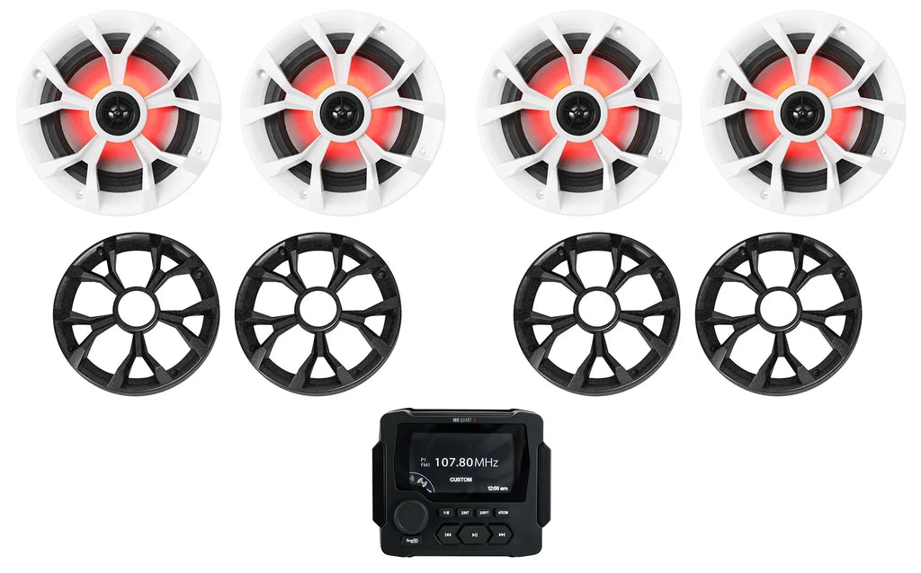 Marine Receiver with Bluetooth and 4 6.5" LED Speakers A51104