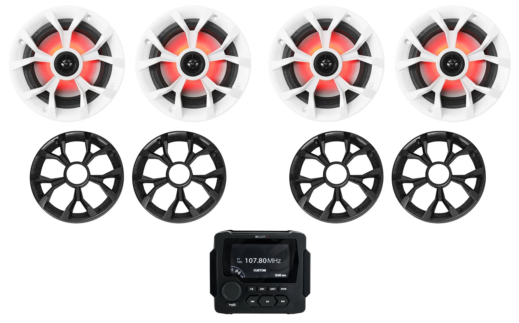 Marine Receiver with Bluetooth and 4 6.5" LED Speakers A51104