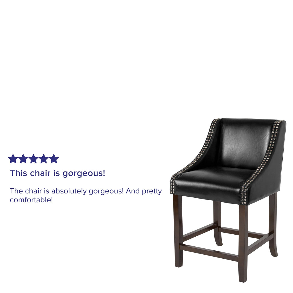 Black Faux Leather Counter Stool Set of 2 F683674