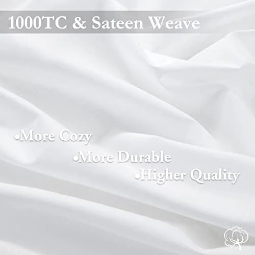 King Size 4 Piece Cotton Sheets Set, White Z35334