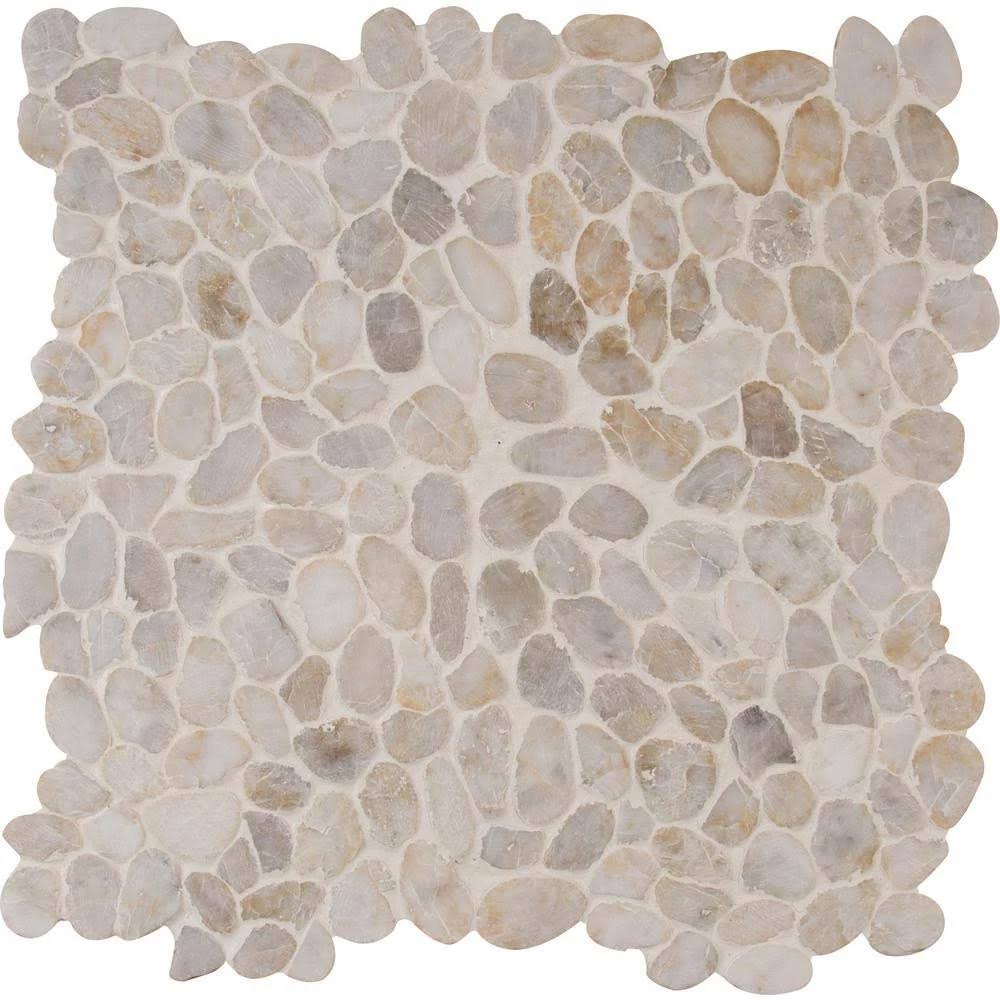 12 in. x 12 in. x 10mm Textured Marble Mosaic Tile V4934