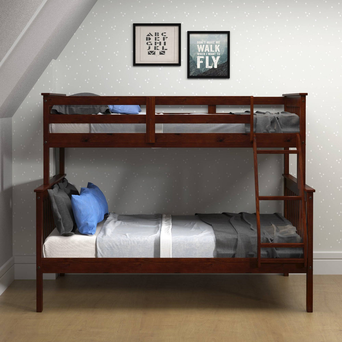 Dark Cappuccino Twin/Full Bunk Bed T9012