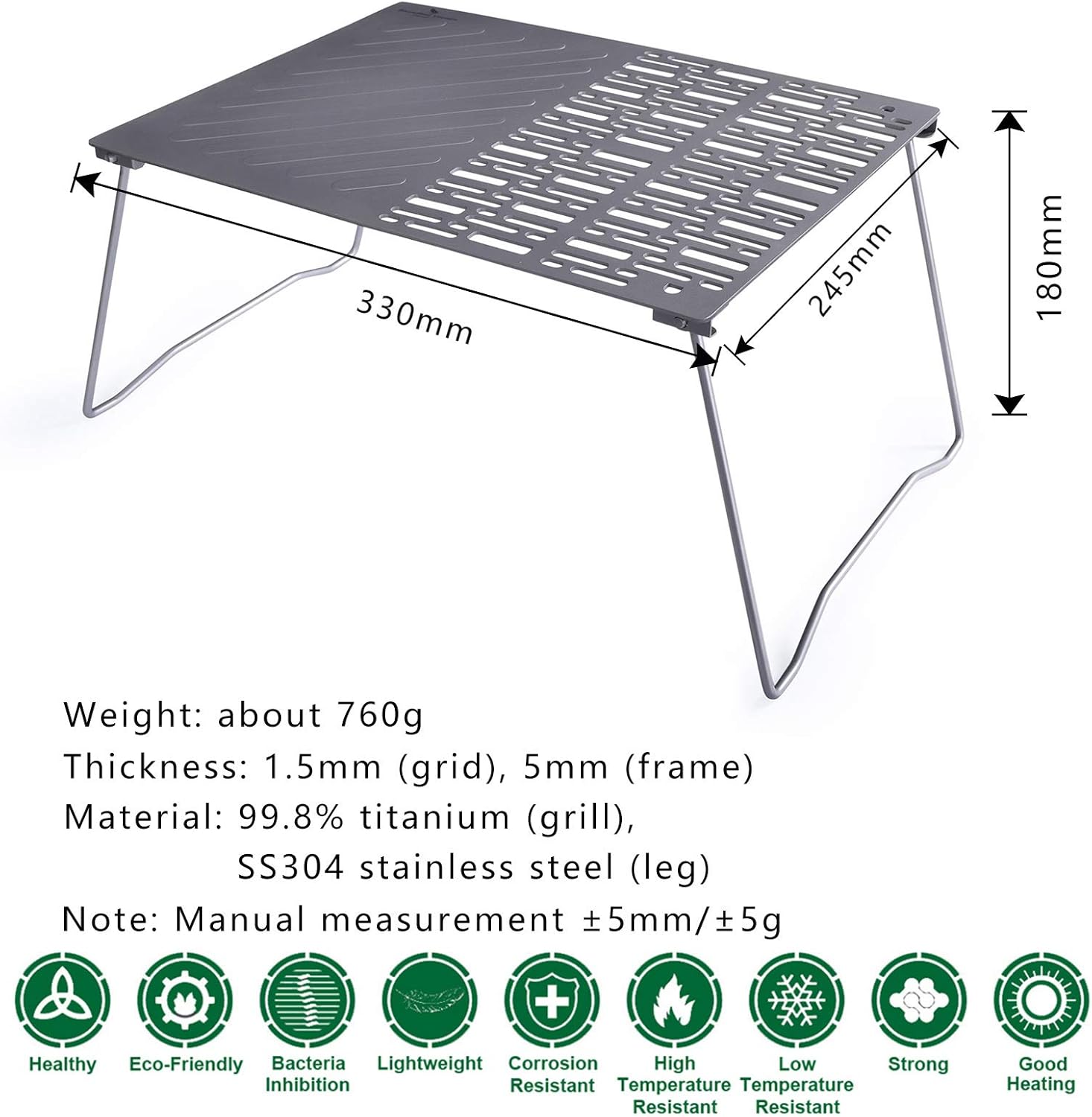 Titanium Folding Campfire Grill with Legs Q5548