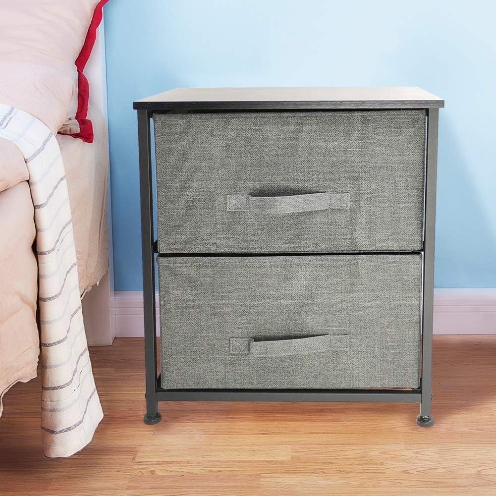 Gray 2 Drawer Fabric Storage Dresser V4702