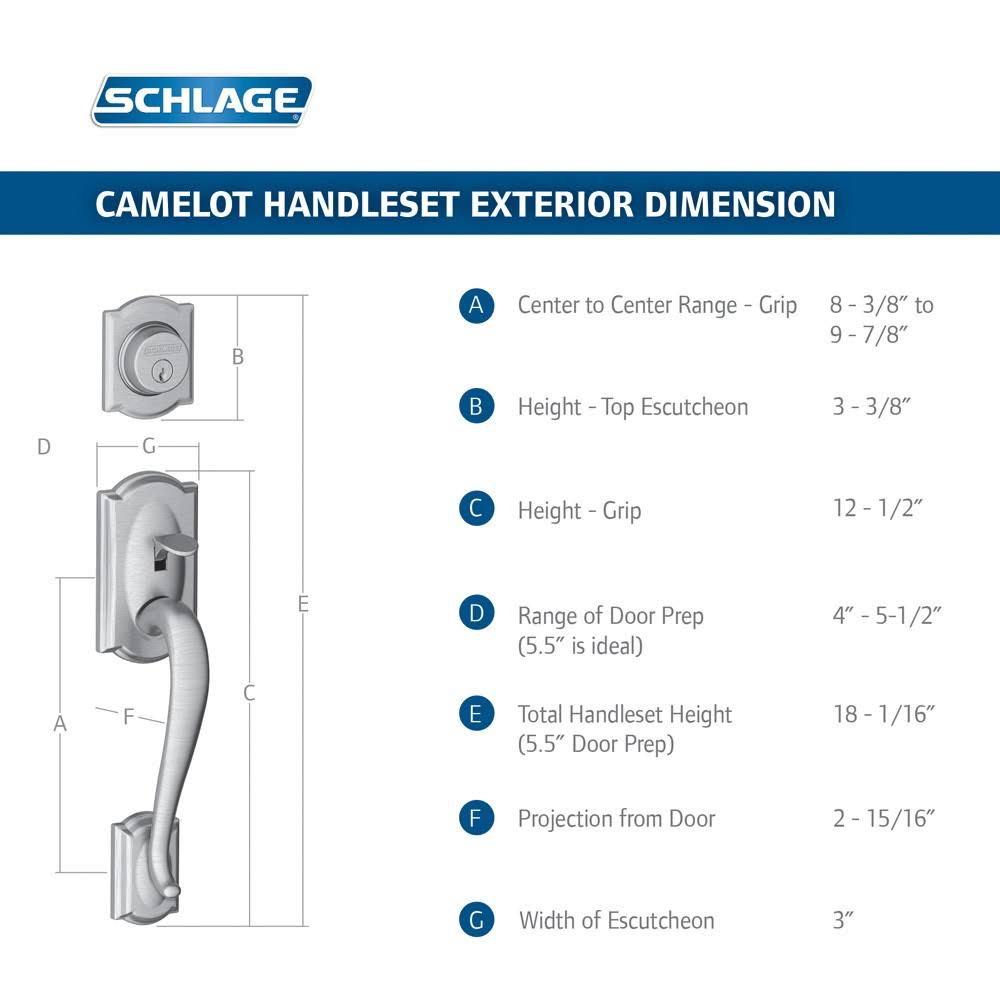 Camelot Right Hand Double Cylinder Handleset with Accent Aged Bronze J439599