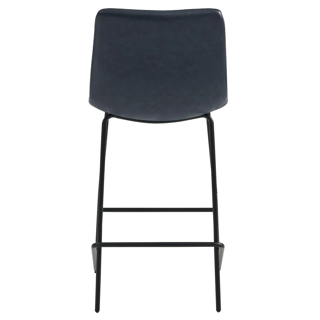 Navy Blue Faux Leather Counter Height Bar Stools, Set of 2 N6175