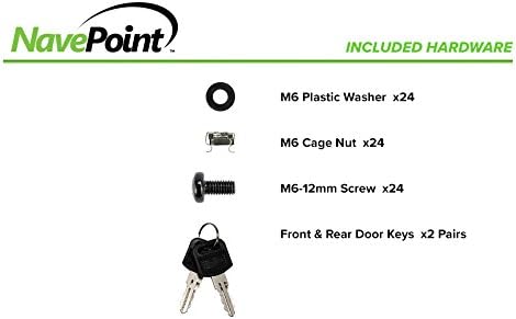 12U Rack Enclosure Server Cabinet, 33 Inch Deep, Perforated Door Lock and Casters Black I784