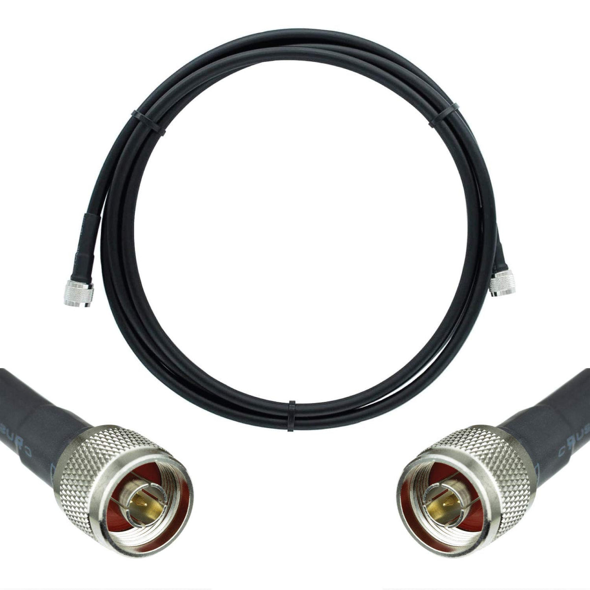 Heavy Duty Ultra Low Loss 50ohm Coaxial Cable 100ft N Male to N Male Black K55452