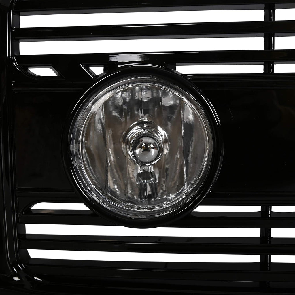 Glossy Black Front Hood Bumper Grille Grill ABS with Fog Lights Y767319