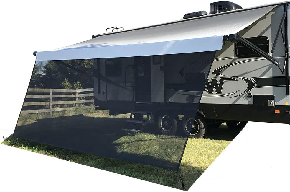 7'X10'3'' Black Mesh RV Awning Sunshade Screen Z661
