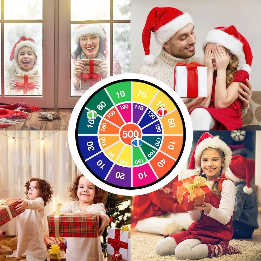 Kids Double-Sided Dartboard Set with 16 Sticky Balls, 28.3 Inches C4605