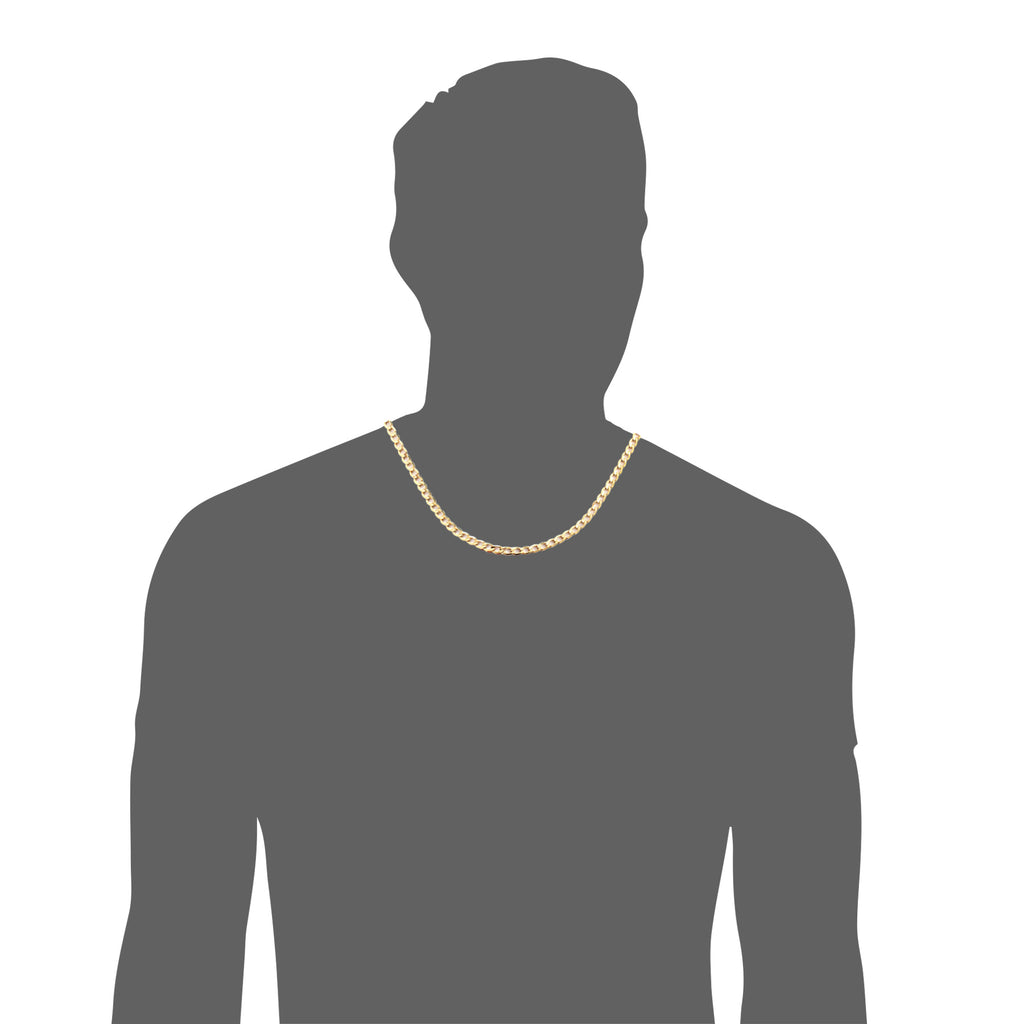 10k Yellow Gold Hollow Curb Link Chain Necklace with Lobster Clasp, 4.3mm Z18786