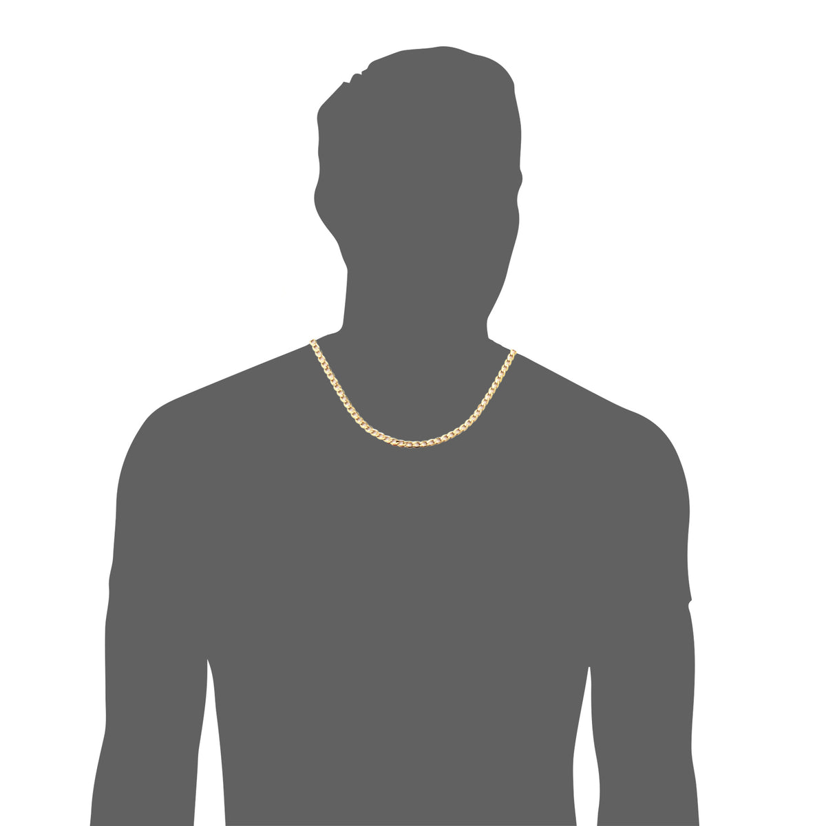 10k Yellow Gold Hollow Curb Link Chain Necklace with Lobster Clasp, 4.3mm Z18786