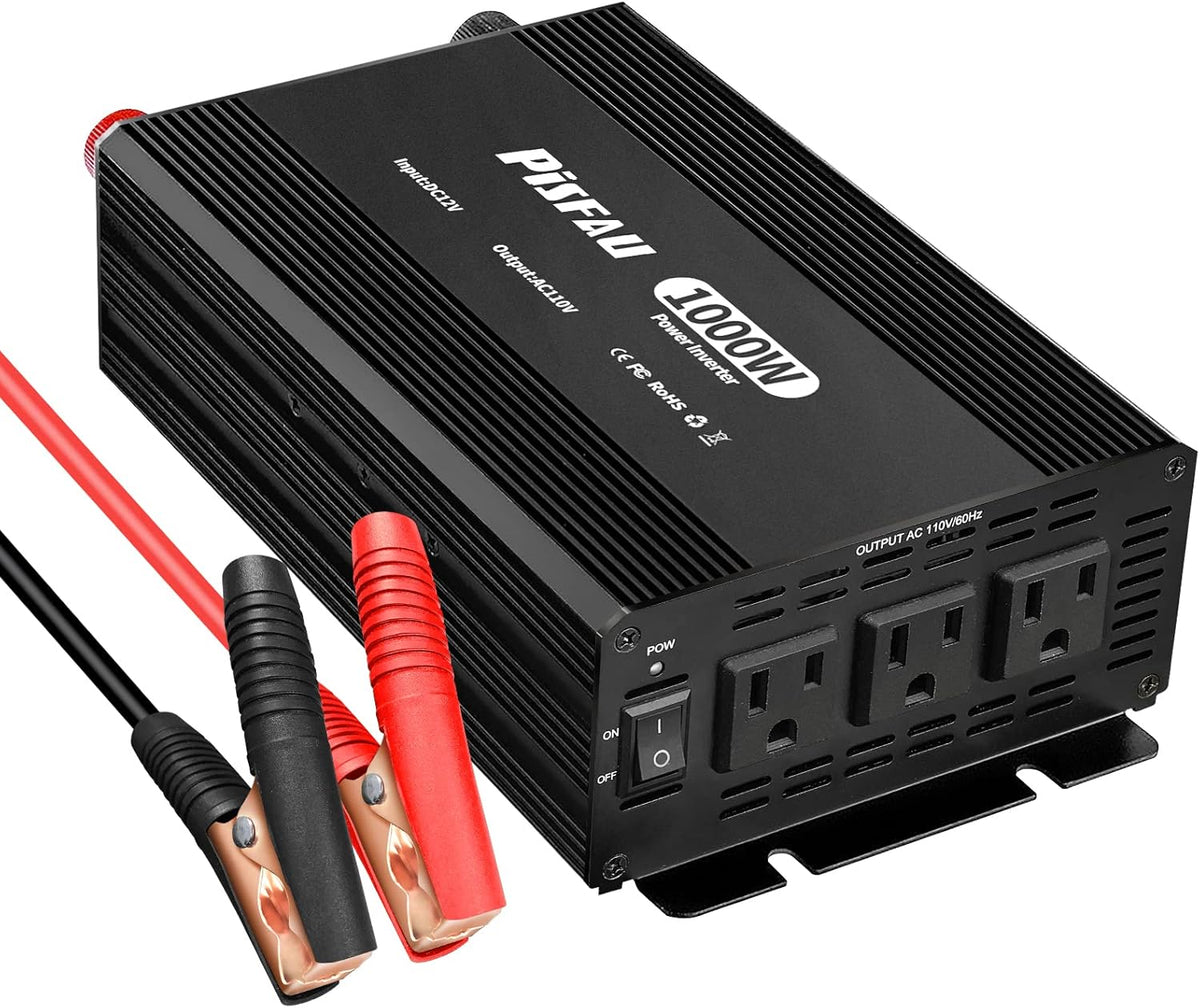 1000W Power Inverter 12V DC to 110V AC Converter with 3 AC Sockets F1657