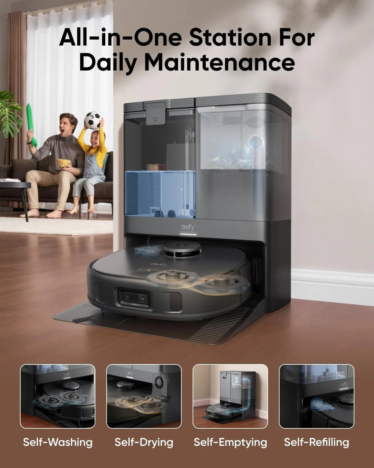 Robot Vacuum and Mop with 8,000 Pa Suction, Dual Mops with 12 mm Auto-Lift, AI Obstacle Avoidance H4357