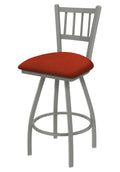 Swivel Bar Stool with Anodized Nickel Finish and Graph Poppy Seat Z5320