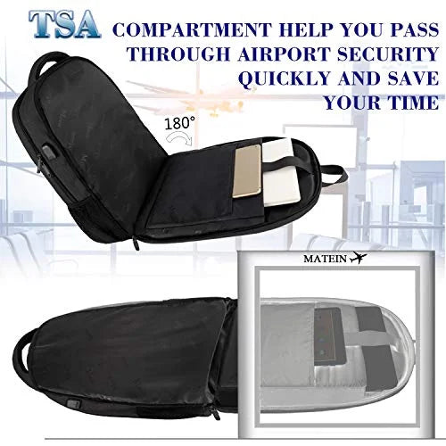 Extra Large Anti Theft USB Travel Laptop Backpack, Black F3366