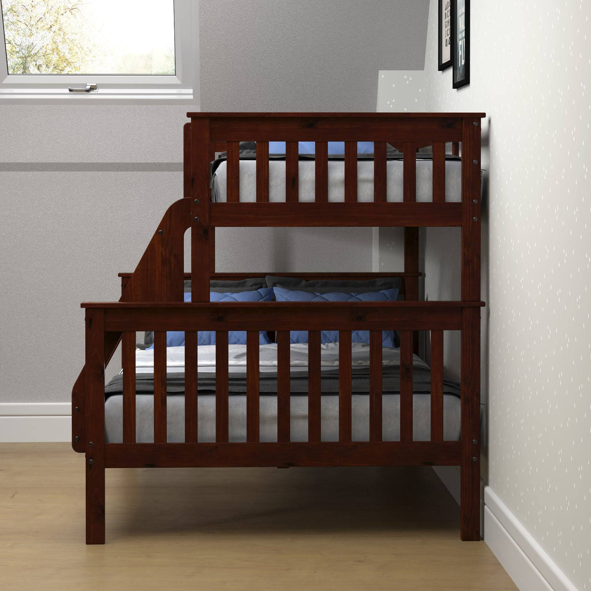 Dark Cappuccino Twin/Full Bunk Bed T9012