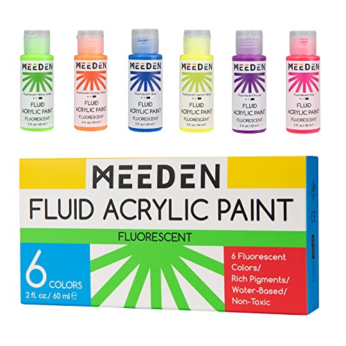 6 Colors Fluorescent Acrylic Paint Set, 2 oz Y507