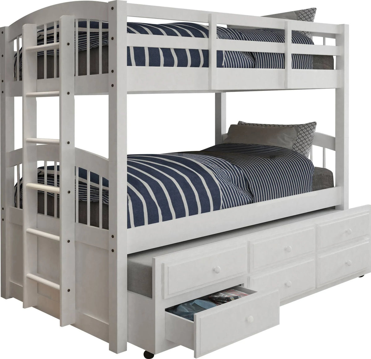 White Twin/Twin Bunk Bed with Trundle P81750