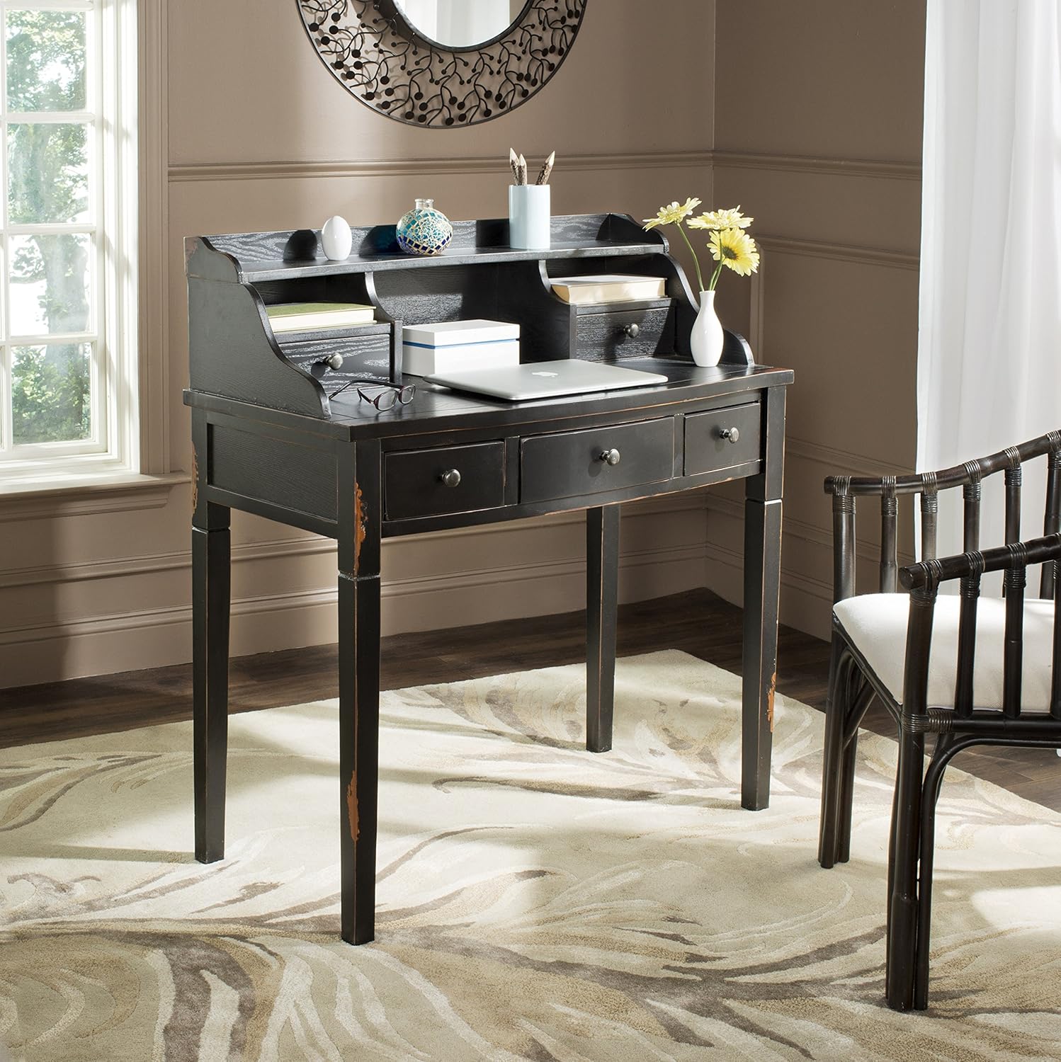 Distressed Black Writing Desk S205771