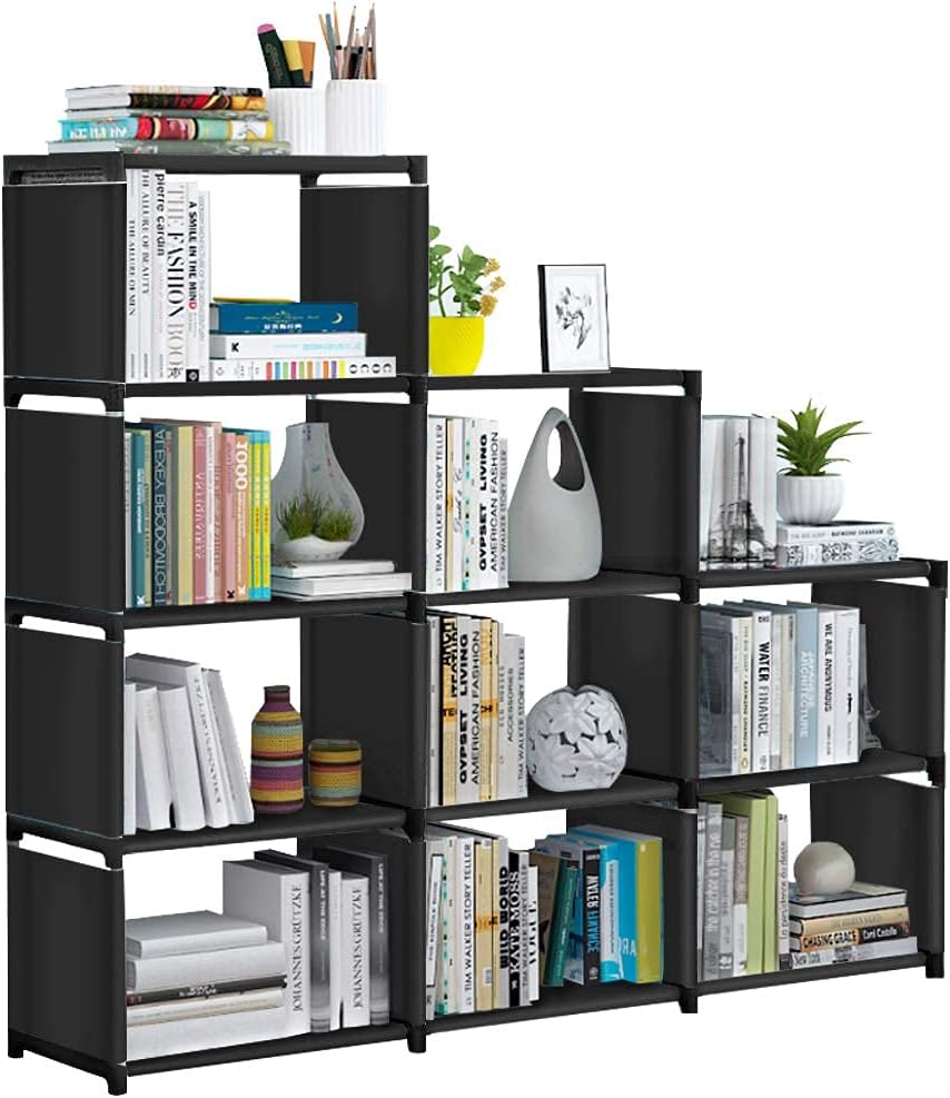 Black Cube Storage 9-Cubes Bookcase Organizer Shelving H64001